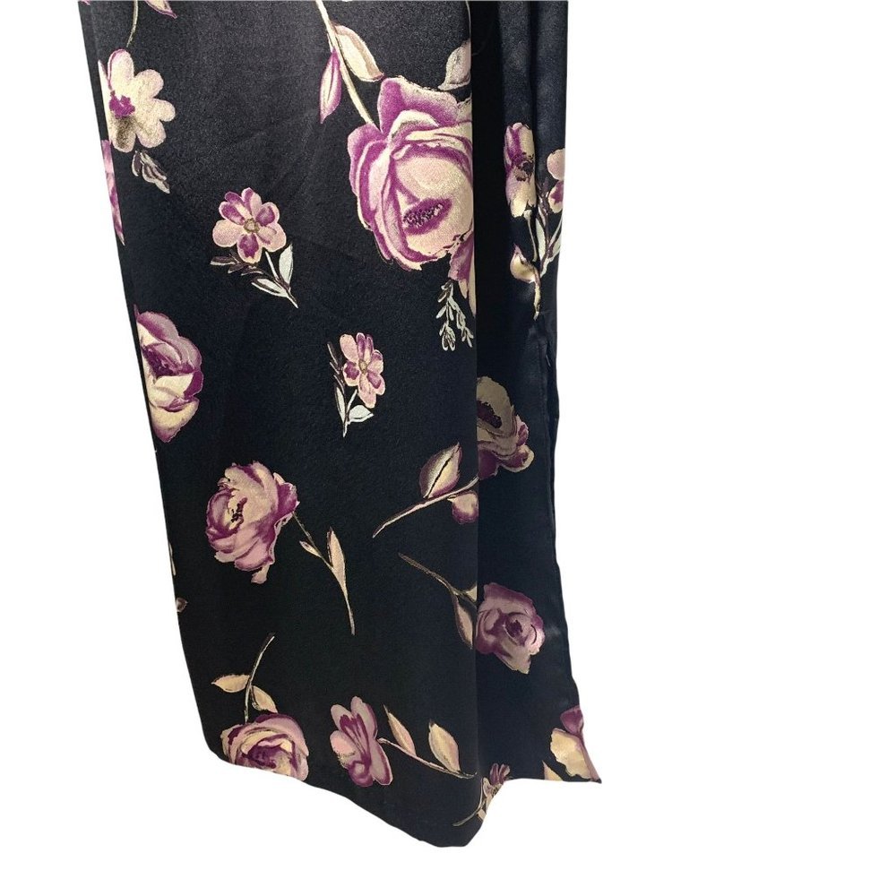 Vintage California Concepts Satin Purple Floral Sleeveless Dress Large - Picture 3 of 13